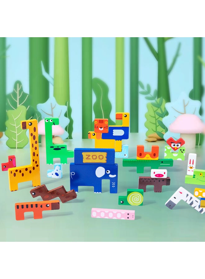 لعبة ألغاز حيوانات خشبية مغناطيسية - لوحة تسجيل الأطفال لتعلم الأرقام والتطابق المعرفي - اللون: حيوان ألغاز روسي. - Image 4